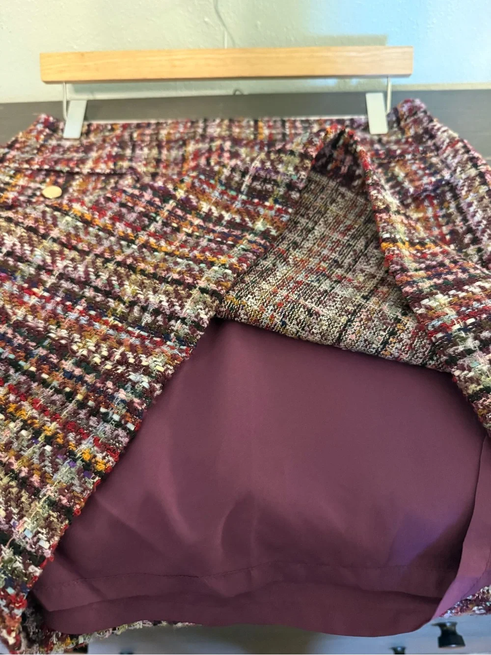 NWT LOFT Tweed Mini Skirt Red Pink Multicolor Size 6 Women